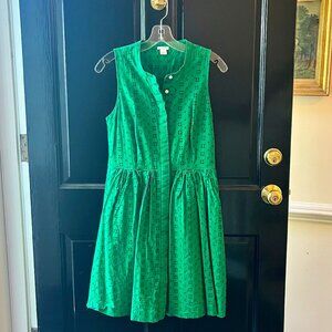 J.Crew Fit and Flare Green Eyelet Dress
